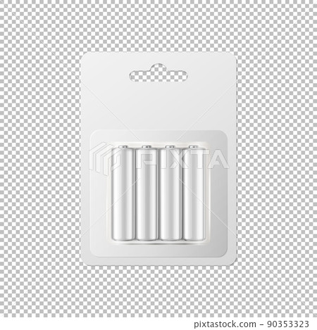 ector 3d Realistic Alkaline AA Batteries in Blister, Packaging. White Blank Paper Accumulator Pack Isolated. Design template of Batteries for Branding, Mockup. Closeup ector 3d Realistic Alkaline AA Batteries in Blister, Packaging. White Blank Paper Accumulator Pack Isolated. Design template of Batteries for Branding, Mockup. Closeup 90353323
