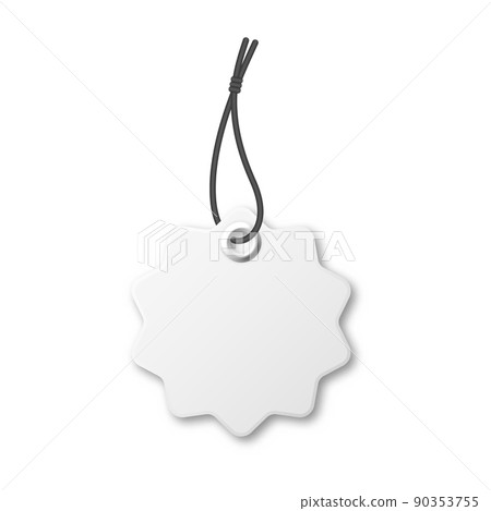 Realistic price tag. Special offer or shopping discount label. Retail paper sticker. Promotional sale badge. Vector illustration. 90353755