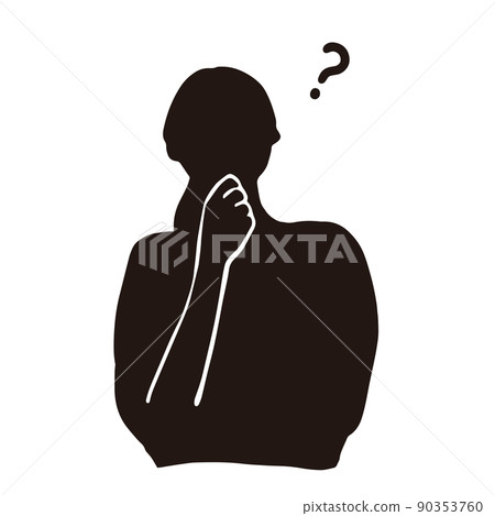 Silhouette illustration of a woman thinking upward Black 90353760