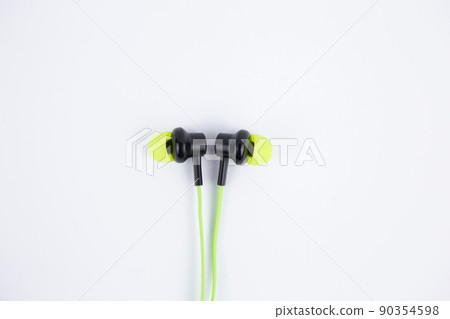 audio music headphones light green color on a white background 90354598