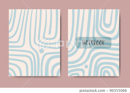 Personal diary template set, with abstract boho illustration background 90355066