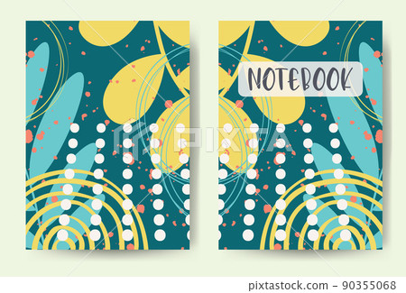 Abstract floral universal artistic templates with leaves, circles 90355068