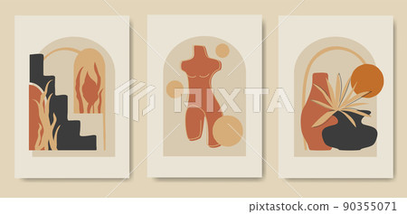 Set of aesthetic illustrations with abstract elements Set of aesthetic illustrations with abstract elements 90355071