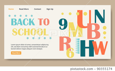 School banner with sample text letters place for your message. Back to school sale horizontal banner. First day of school, vector illustration School banner with sample text letters place for your message. Back to school sale horizontal banner. First day of school, vector illustration 90355174