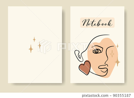 Cover with abstract woman face - doodle elements 90355187