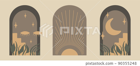 Modern aesthetic set with architecture elements 90355248