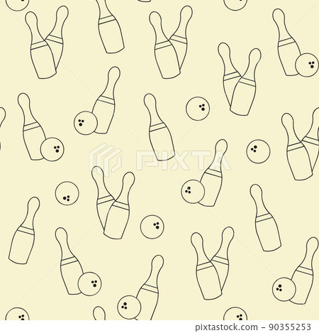 Seamless bowling vector pattern. Sport background 90355253