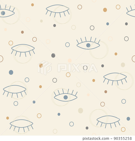 Vector hand drawn eye doodles seamless pattern Vector hand drawn eye doodles seamless pattern 90355258