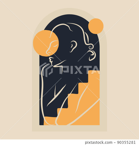 Modern aesthetic illustrations with woman Modern aesthetic illustrations with woman 90355281
