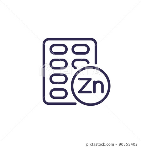 zinc capsules, Zn mineral line icon zinc capsules, Zn mineral line icon 90355402