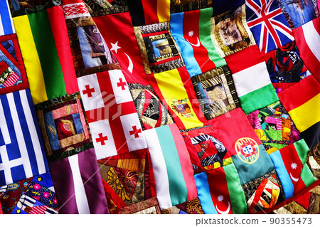 World flags, little flags of different countries. 90355473