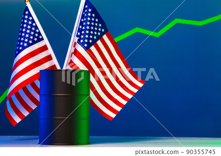 Price of american oil is changing concept. Black barrel with oil and graph Price of american oil is changing concept. Black barrel with oil and graph 90355745