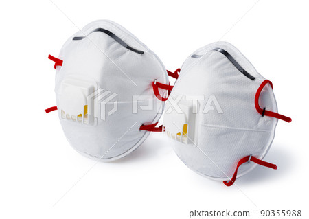 Medical protective mask isolated on white background 90355988