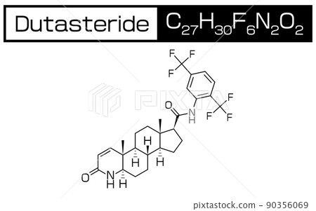 AGA 度他雄胺的化學式和結構式，一種用於脫髮治療的成分 90356069
