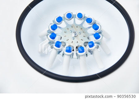 Platelet-Rich plasma preparation. Tubes with blood in Centrifuge. Platelet-Rich plasma preparation. Tubes with blood in Centrifuge. 90356530