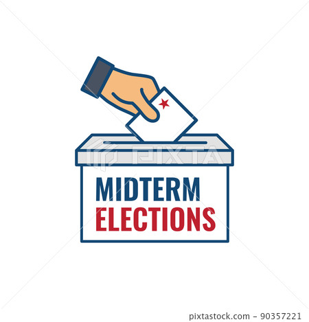 2022 Midterm Elections Design w Red White and Blue Vote Icon 2022 Midterm Elections Design w Red White and Blue Vote Icon 90357221