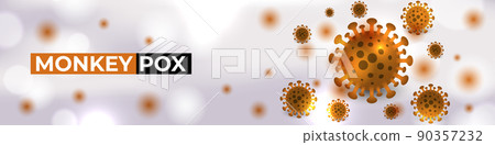 Monkeypox virus cells outbreak wide medical banner. Monkeypox virus cells outbreak wide medical banner. 90357232