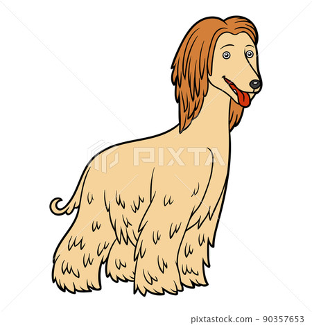 Cartoon illustration for children, Afghan hound 90357653