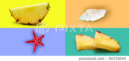 Fresh ripe pineapple fruit, pineapple fruit slices isolated. 90358044