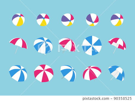[Summer] Illustration material of umbrella and beach ball 90358525