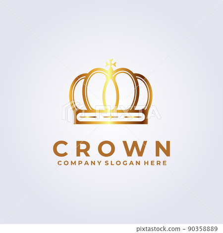 metal gold crown luxurious logo vector illustration design, isolated crown metal gold crown luxurious logo vector illustration design, isolated crown 90358889