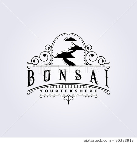 vintage silhouette bonsai tree logo vector... - Stock Illustration  [90358912] - PIXTA