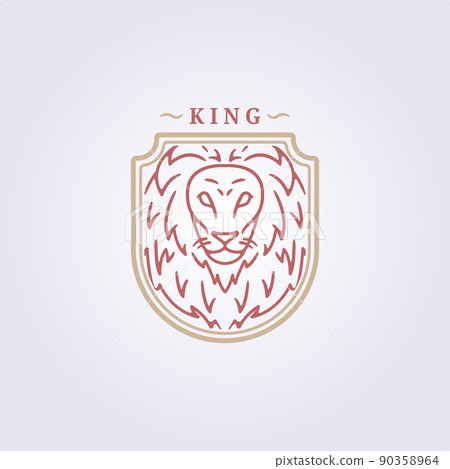 line leo badge, king lion face head icon sign symbol logo template vector illustration background label design line leo badge, king lion face head icon sign symbol logo template vector illustration background label design 90358964