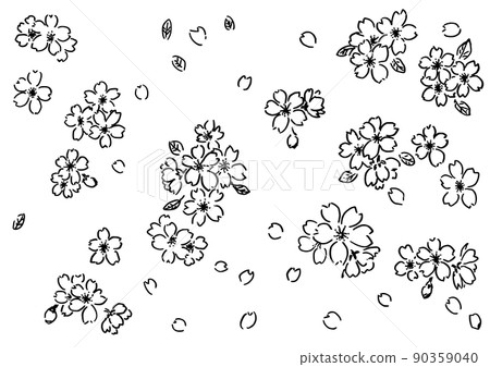 簡單的插圖線畫櫻花吹雪 簡單的插圖線畫櫻花吹雪 90359040