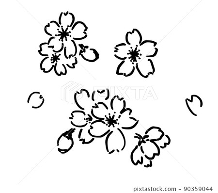 簡單的插圖線畫櫻花吹雪 簡單的插圖線畫櫻花吹雪 90359044