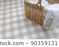 Natural basket and lace fabric 90359131