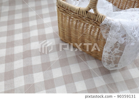 Natural basket and lace fabric Natural basket and lace fabric 90359131