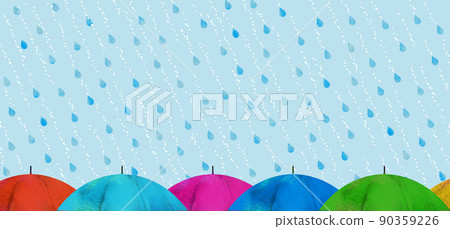 對角線雨和許多五顏六色的雨傘 90359226