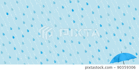 Diagonal rain and blue umbrella - Stock Illustration [90359306] - PIXTA