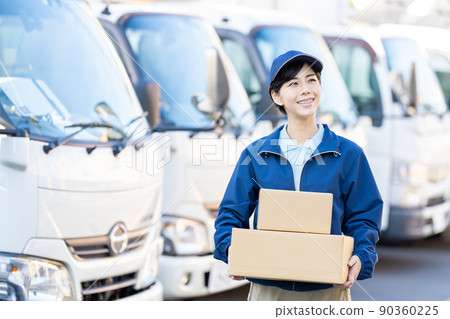 Female driver working by courier Female driver working by courier 90360225