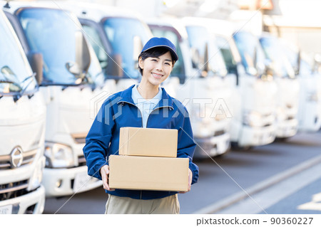 Female driver working by courier Female driver working by courier 90360227