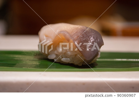 Shirako nigiri sushi and surf clam nigiri sushi. Shirako nigiri sushi and surf clam nigiri sushi. 90360907