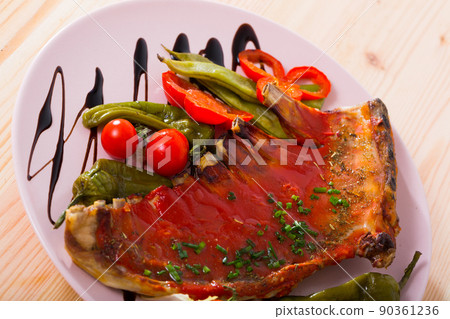 Lamb ribs with hot chili sauce 90361236