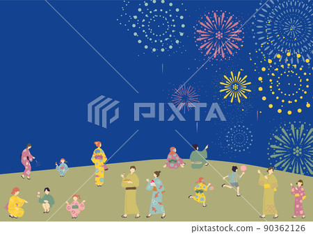 People who enjoy the fireworks display People who enjoy the fireworks display 90362126