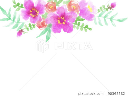 Pink violet flower background frame watercolor illustration Pink violet flower background frame watercolor illustration 90362582