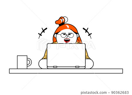 A computer and a woman with a smile 90362683