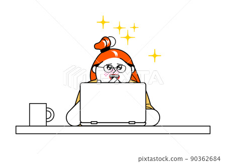 A computer and a woman with a smile 90362684