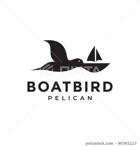 flying pelican with boat logo design vector graphic symbol icon illustration creative idea flying pelican with boat logo design vector graphic symbol icon illustration creative idea 90365227