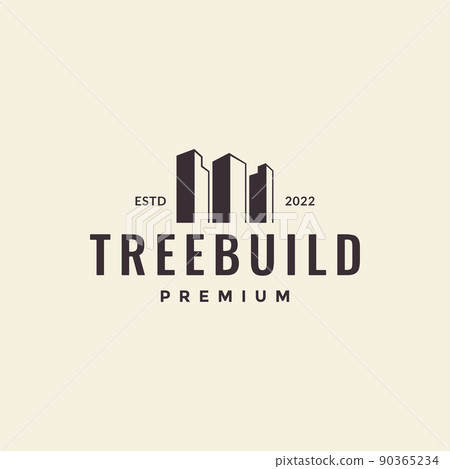 three building skyscraper hipster logo design vector graphic symbol icon illustration creative idea 90365234