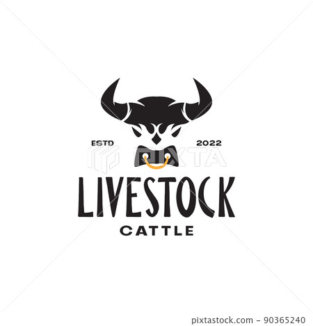 head cow livestock cattle retro colored logo design vector graphic symbol icon illustration creative idea 90365240