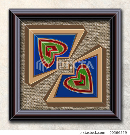 3D render metallic ornament background tile 90366259