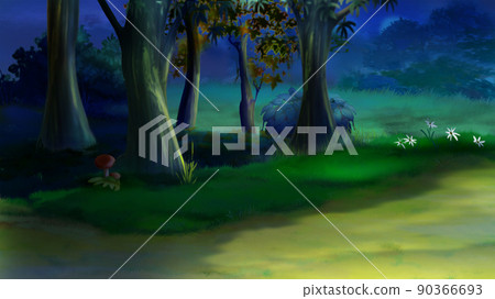 Pathway in a forest at night Pathway in a forest at night 90366693