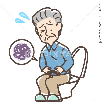 A man in trouble with the toilet 90366714