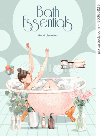 Poster template with bath essential concept,watercolor style Poster template with bath essential concept,watercolor style 90366829