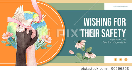 Blog header template with hope refugees safe... - Stock Illustration ...