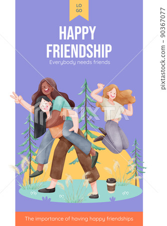 Poster template with friendship memories concept,watercolor style 90367077